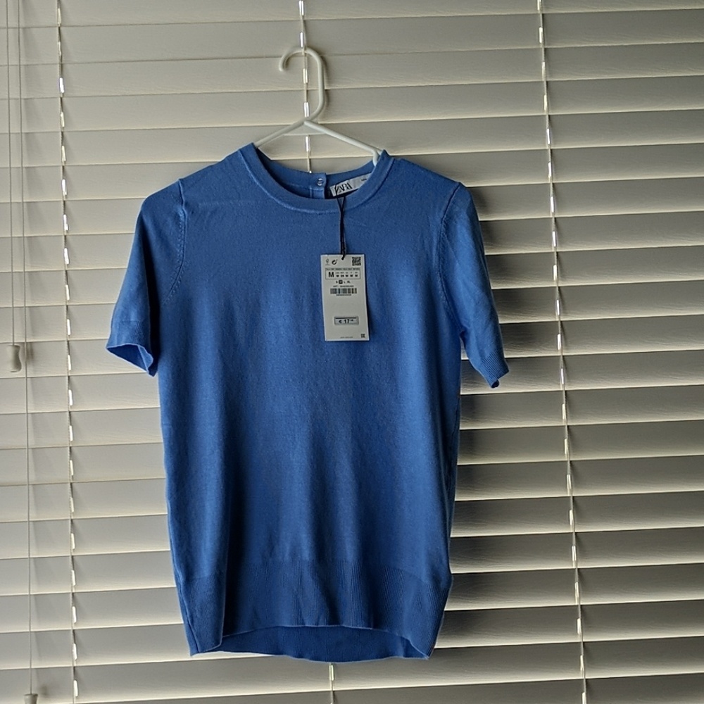 NWT Zara Cornflower Blue Pullover Top